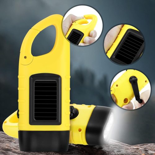 Hand Crank Solar Flashlight, Emergency Flashlight,Portable LED Handheld Survival solar charging for Camping,Outdoor,Hiking,No Battery Require - Image 2