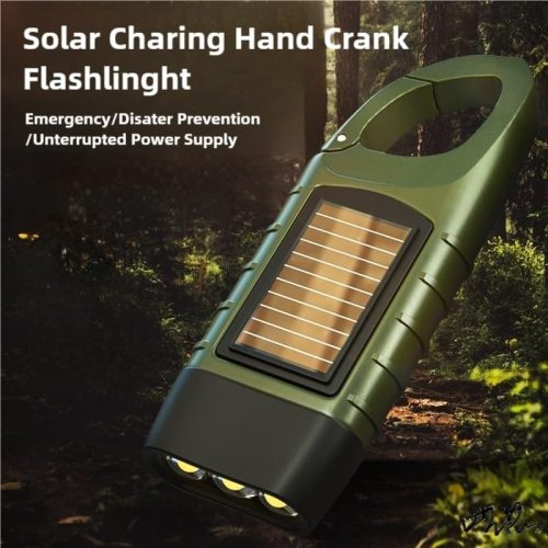 Hand Crank Solar Flashlight, Emergency Flashlight,Portable LED Handheld Survival solar charging for Camping,Outdoor,Hiking,No Battery Require - Image 5