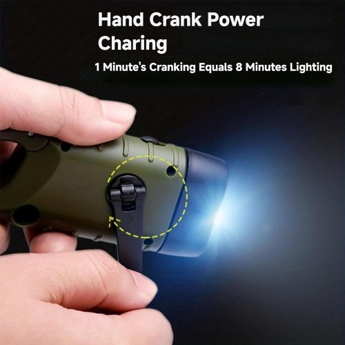 Hand Crank Solar Flashlight, Emergency Flashlight,Portable LED Handheld Survival solar charging for Camping,Outdoor,Hiking,No Battery Require - Image 6