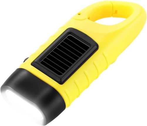 Hand Crank Solar Flashlight, Emergency Flashlight,Portable LED Handheld Survival solar charging for Camping,Outdoor,Hiking,No Battery Require