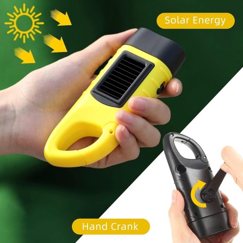 Hand Crank Solar Flashlight, Emergency Flashlight,Portable LED Handheld Survival solar charging for Camping,Outdoor,Hiking,No Battery Require - Image 3