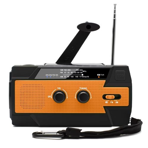Emergency Solar Power Bank Crank Weather Radio, 4000mAh Portable AM/FM/NOAA, Flashlight Reading Lamp, Cell Phone Charger Waterproof Hiking Outdoor - Image 5