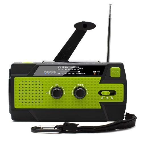 Emergency Solar Power Bank Crank Weather Radio, 4000mAh Portable AM/FM/NOAA, Flashlight Reading Lamp, Cell Phone Charger Waterproof Hiking Outdoor - Image 4