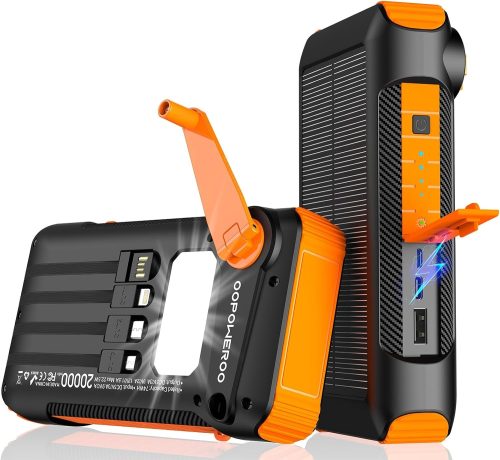 Solar Power Bank Bank Fast Charge Portable Charger, SOS Strobe Strong Flashlights,Outdoor,waterproof