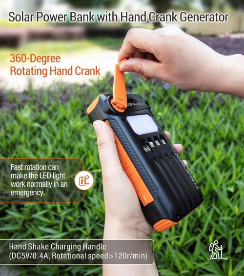 Solar Power Bank Bank Fast Charge Portable Charger, SOS Strobe Strong Flashlights,Outdoor,waterproof - Image 3
