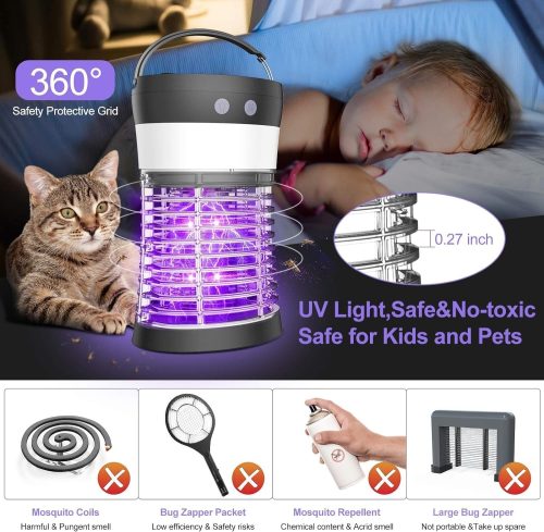 Bug Zapper Indoor & Outdoor - 3000V Electric Mosquito Killer with UV Light, 3-in-1 Waterproof Pest Control, Rechargeable Insect Trap for Home, Patio, Backyard, Garden & Camping - Image 5