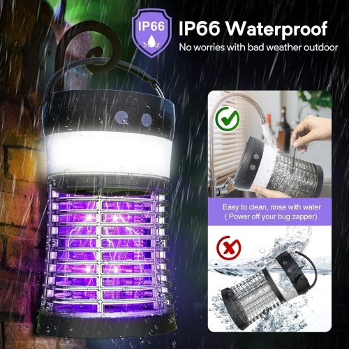 Bug Zapper Indoor & Outdoor - 3000V Electric Mosquito Killer with UV Light, 3-in-1 Waterproof Pest Control, Rechargeable Insect Trap for Home, Patio, Backyard, Garden & Camping - Image 6