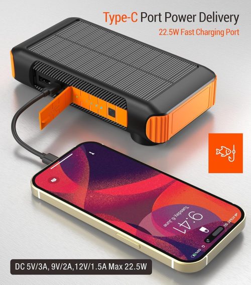 Solar Power Bank Bank Fast Charge Portable Charger, SOS Strobe Strong Flashlights,Outdoor,waterproof - Image 6