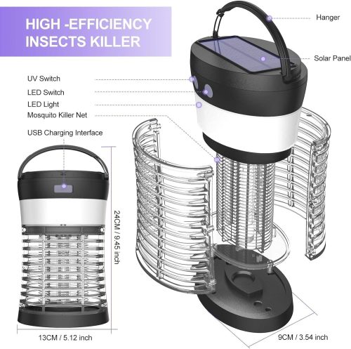 Bug Zapper Indoor & Outdoor - 3000V Electric Mosquito Killer with UV Light, 3-in-1 Waterproof Pest Control, Rechargeable Insect Trap for Home, Patio, Backyard, Garden & Camping - Image 7