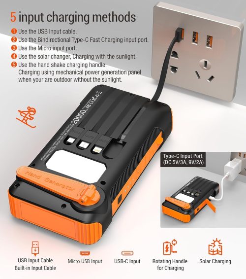 Solar Power Bank Bank Fast Charge Portable Charger, SOS Strobe Strong Flashlights,Outdoor,waterproof - Image 7
