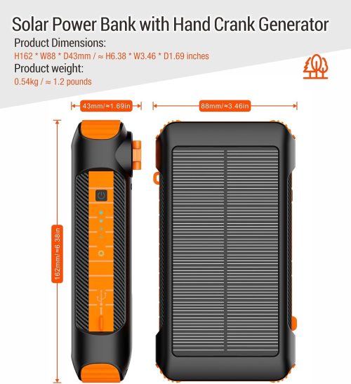 Solar Power Bank Bank Fast Charge Portable Charger, SOS Strobe Strong Flashlights,Outdoor,waterproof - Image 9